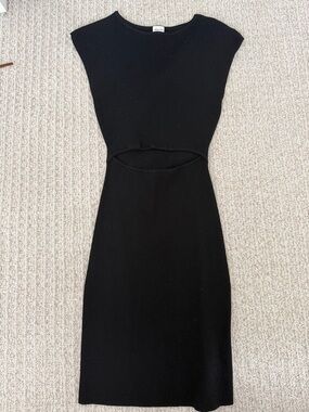 Wilfred Black Cutout Ribbed Midi Dress